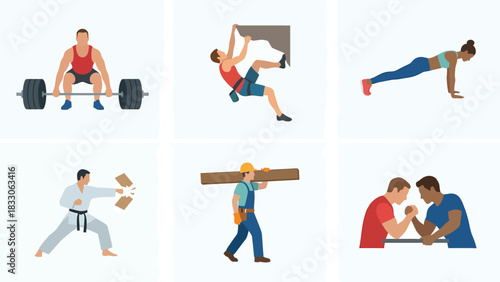 Strength and Physical Activity Icon Set