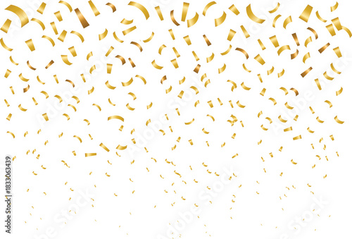 Golden confetti falling and swirling in a festive celebration isolated on transparent background