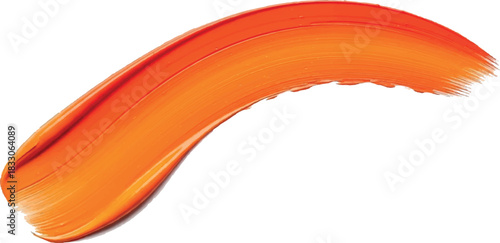 Vibrant Orange Paint Stroke Isolated on White Background.