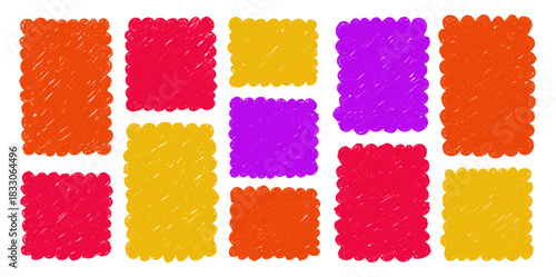 Hand drawn crayon rectangles set. Brushstroke texture rectangle frames. Vector EPS 10