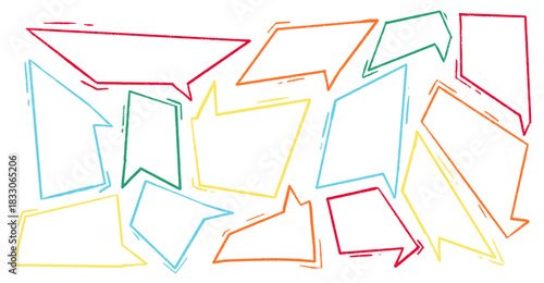 Hand drawn crayon speech bubbles set. Brushstroke texture comic bubbles. Vector EPS 10