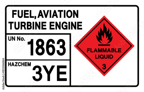 Fuel Aviation Turbine Engine UN 1863 Symbol Sign, Vector Illustration, Isolate On White Background, Label.EPS10