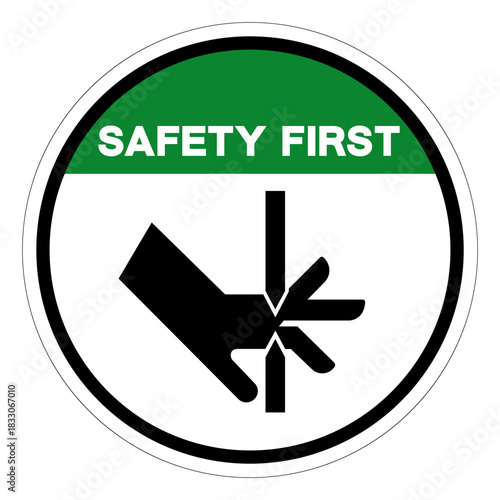 Safety First Cutting Hand Hazard Symbol Sign, Vector Illustration, Isolate On White Background Label .EPS10
