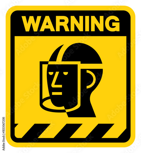 Wear Face Shield Warning Sign, Vector Illustration, Isolate On White Background Label. EPS10