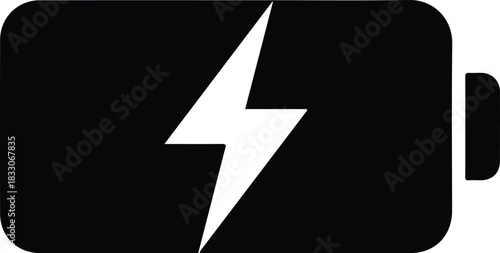 Black battery icon with white lightning bolt symbol 4