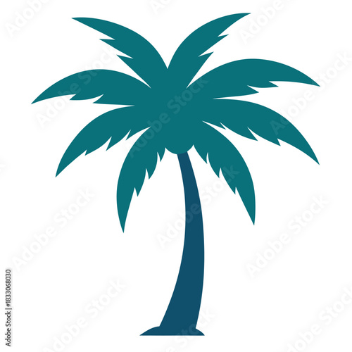 Simple tropical palm tree silhouette a classic symbol of summer and vacation isolated on white background
