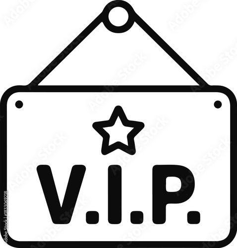Black and white V I P sign with star icon very important person