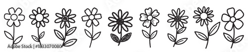 Variety crayon flower scribble element collection