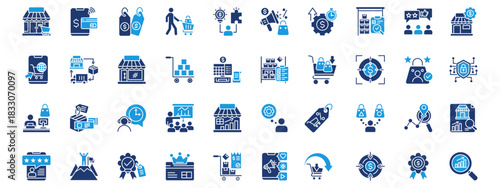 retail icon set glyph blue