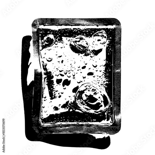 Black and white sparkling water bubbles in glass vector illustration design asset