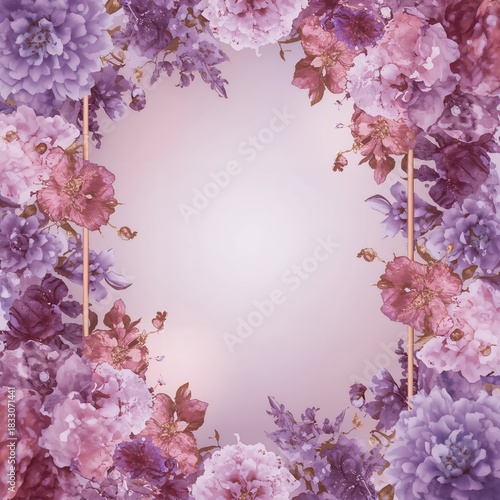 Beautiful Floral Border Design Featuring Purple and Pink Flowers With a Soft ...