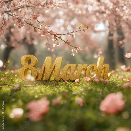 Celebrating the Beauty of March 8 With Blooming Flowers and Vibrant Colors in...