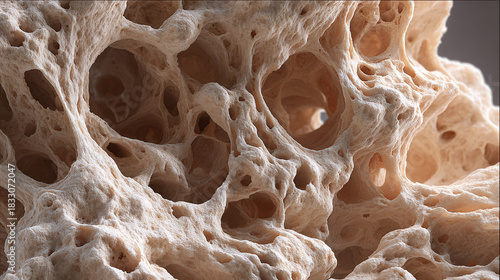 Abstract macro shot of a porous, textured surface, the organic form, which creates a complex pattern