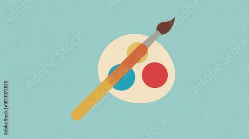 Wallpaper Mural Colorful paintbrush and palette on a light teal background. Torontodigital.ca