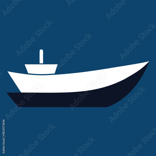 Simple minimal boat silhouette design isolated on white background