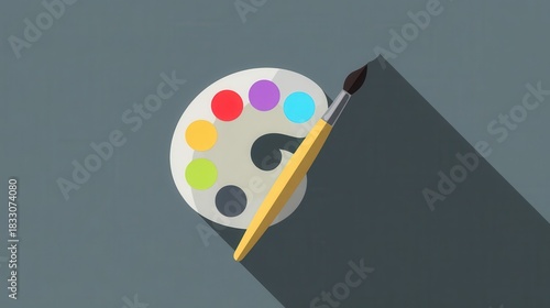 Wallpaper Mural Colorful palette and brush on a flat background. Torontodigital.ca