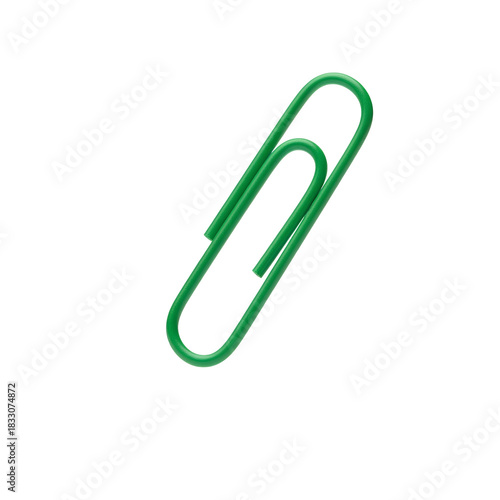 Wallpaper Mural Green 3D Paperclip Icon PNG. Minimalist office stationery supply isolated on grey. Glossy plastic clip illustration for school, eco-friendly business, and paperwork design isolated Torontodigital.ca