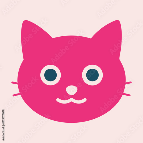 Cute kawaii cat face silhouette simple minimal shape isolated on white background