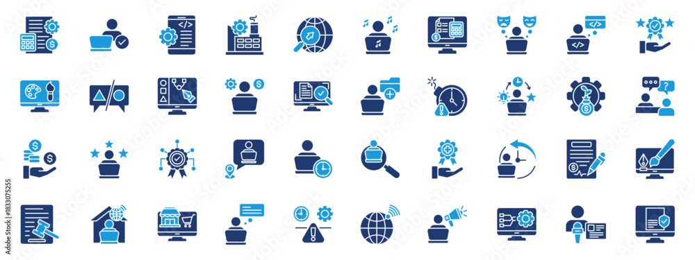 Obraz premium freelancer icon set glyph blue