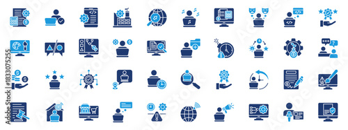freelancer icon set glyph blue