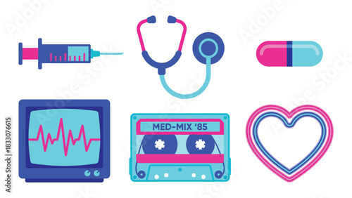 Retro Healthcare and Music Icons