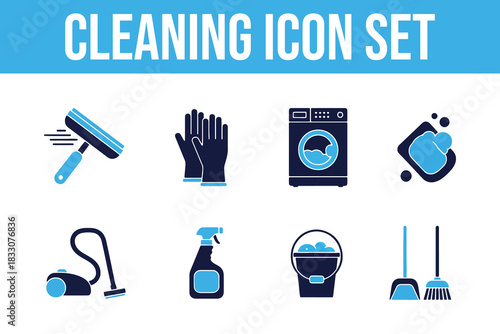 Cleaning Icon Set Keywords: cleaning, hygiene, icon set, icons, household, chores, tools