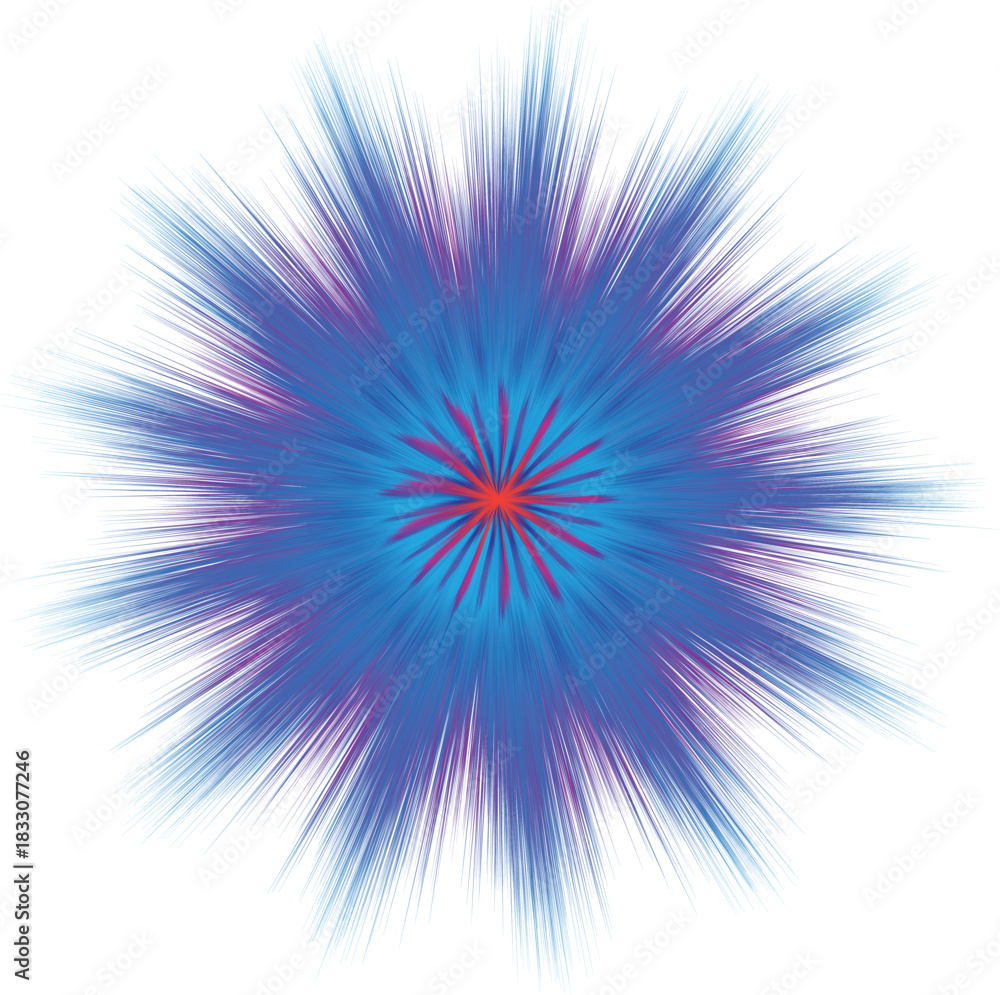 Obraz premium Abstract blue and red burst isolated on, creating a dynamic and vibrant design element perfect for adding a splash of color and energy