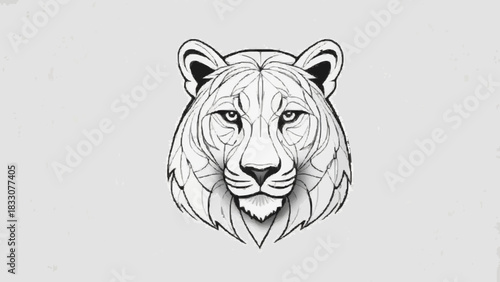 Tiger head vector illustration featuring a striped wildcat face, big feline portrait, and predatory mammal silhouette
