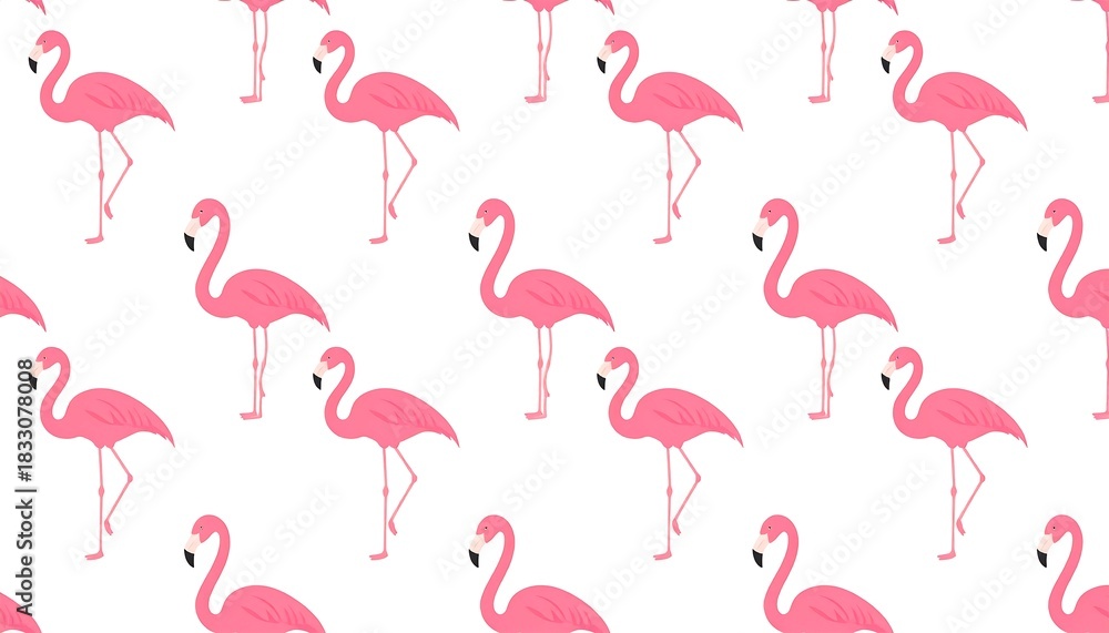 Fototapeta premium Pink flamingo illustration with pattern design, can be use for a decorative wallpaper