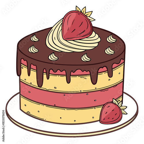 Stylized vector illustration of a decadent chocolate dessert banner