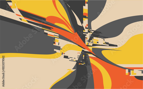 Abstract expressionism artistic chaotic lines with dynamic composition style drawing