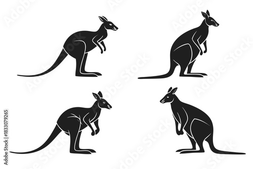 Flat kangaroo icon set minimalist design