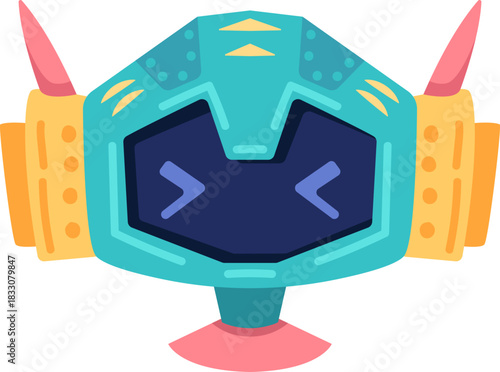 Cute robot icon with friendly face and antenna. Perfect AI chatbot avatar for digital assistant apps, tech support interfaces, and virtual communication platforms.
