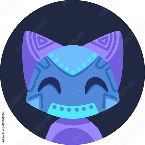 Cute robot icon with friendly face and antenna. Perfect AI chatbot avatar for digital assistant apps, tech support interfaces, and virtual communication platforms.
