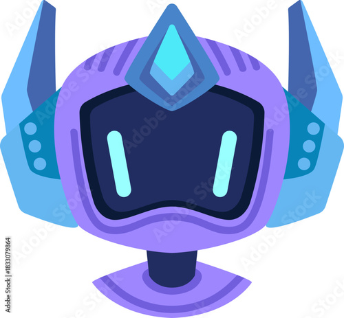 Cute robot icon with friendly face and antenna. Perfect AI chatbot avatar for digital assistant apps, tech support interfaces, and virtual communication platforms.
