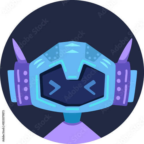 Cute robot icon with friendly face and antenna. Perfect AI chatbot avatar for digital assistant apps, tech support interfaces, and virtual communication platforms.
