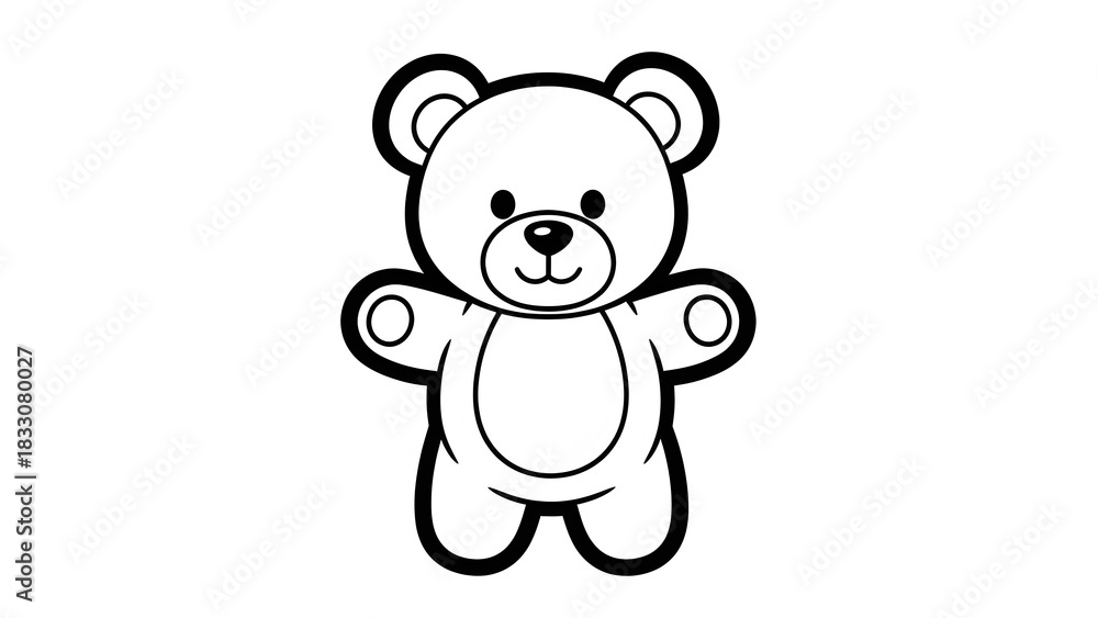 Fototapeta premium Cute Cartoon Teddy Bear with Outstretched Arms on White Background