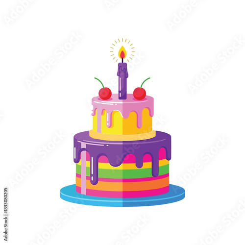 Vibrant and delicious birthday cake illustration