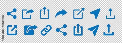 Universal share send and link social media icons set various styles of arrows communication interface