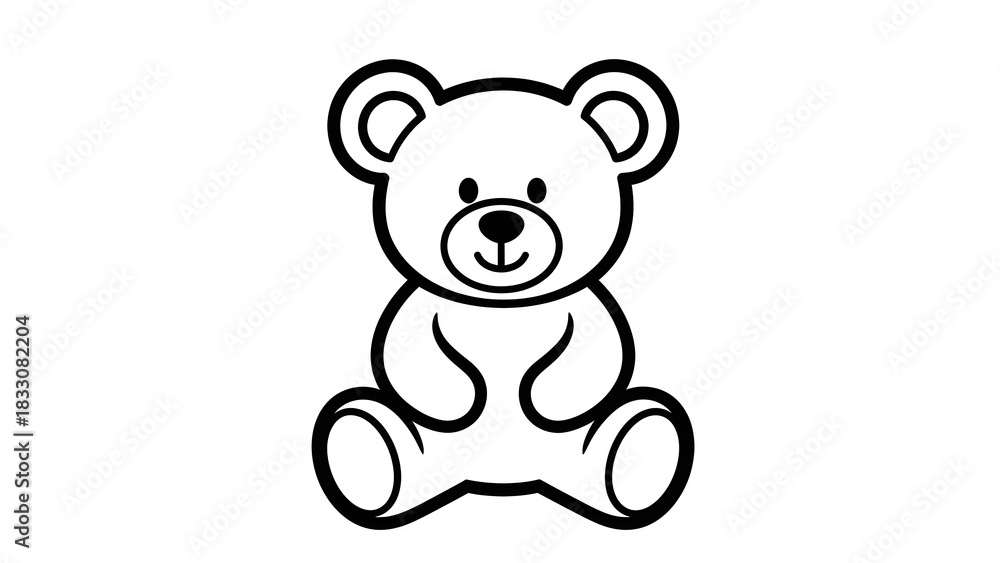 Fototapeta premium Cute Cartoon Teddy Bear Sitting on White Background