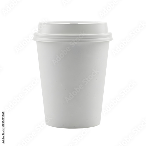 Blank white disposable coffee cup isolated on white background