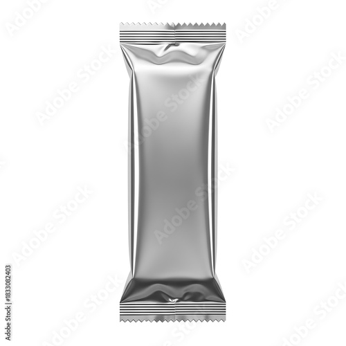 Blank silver foil packaging for snack or candy bar mockup