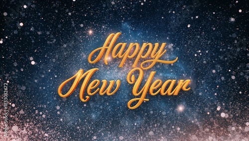 Happy New Year Celebration With Sparkling Fireworks and Festive Atmosphere at...