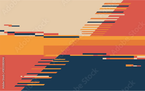 Abstract geometric pattern design with block style and creative color combination