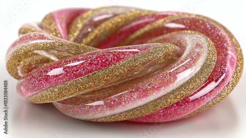 Colorful Twisted Glittery Candy Knot with Shiny Finish