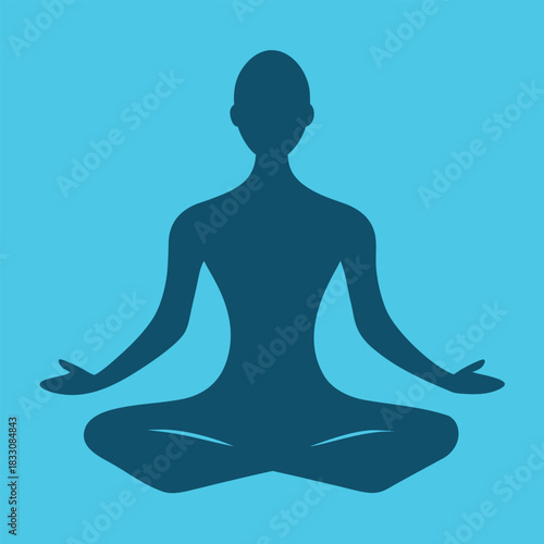 Silhouette of a person in lotus yoga pose smooth vector art isolated on white background
