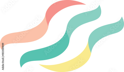 Four flowing curved ribbons abstract vector illustration scalable eps graphic