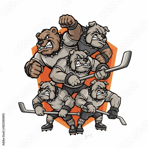 Hockey Illustration Logo Design. Ice Hockey Championship Logo Design Vector