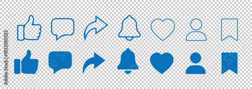 Social media buttons and web icons. collection of modern network elements. web icon set in flat style.