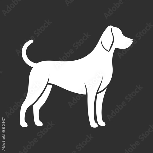 Clean vector outline of a dog standing isolated on white background